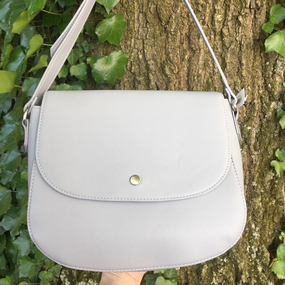 Gray Crossbody Leather Purse
